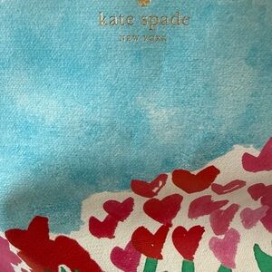 Kate Spade Blue Tote with Red and Pink Hearts